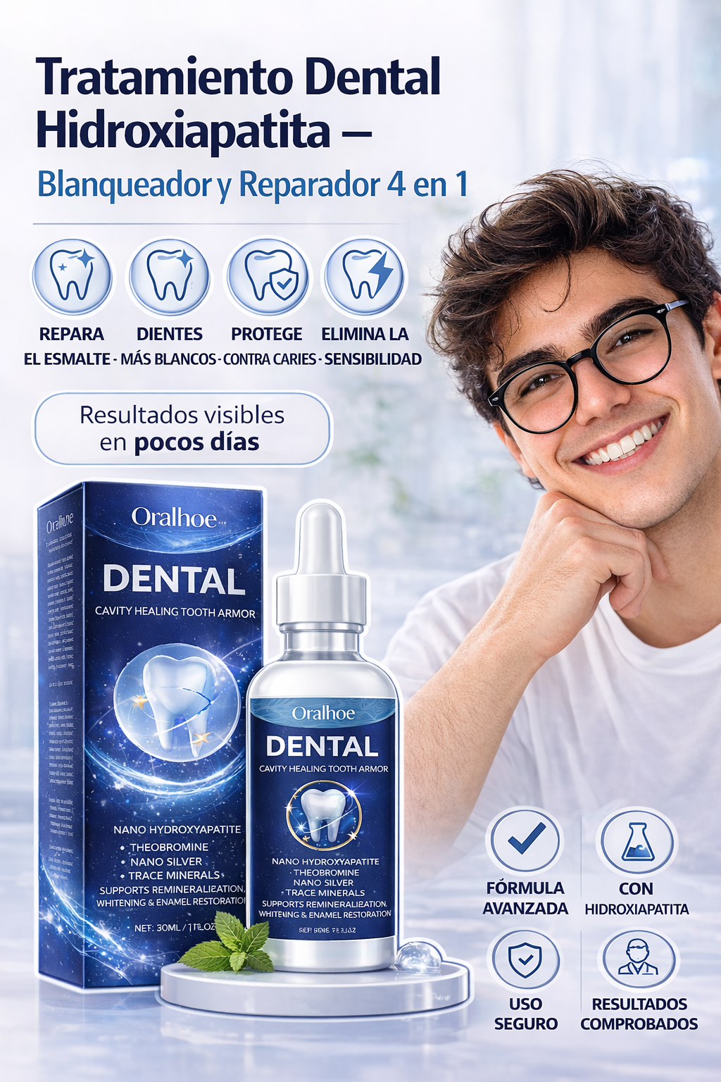 Tratamiento Dental Hidroxiapatita – Blanqueador y Reparador 4 en 1