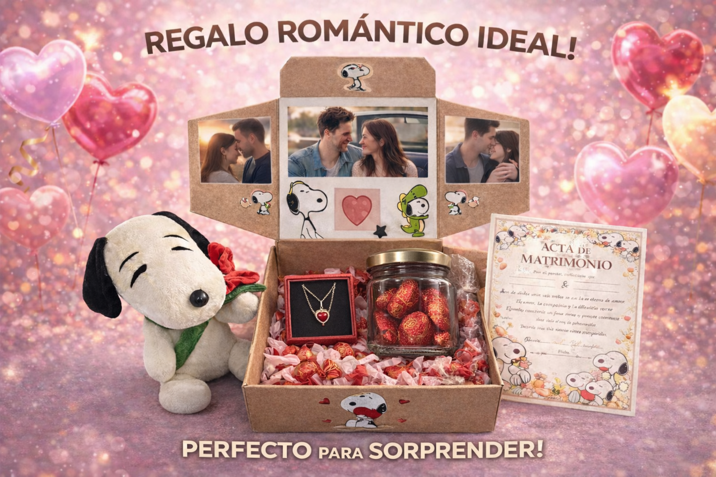 Box Snoopy San Valentín ❤️ Personalizable | Edición Especial + Envío Gratis